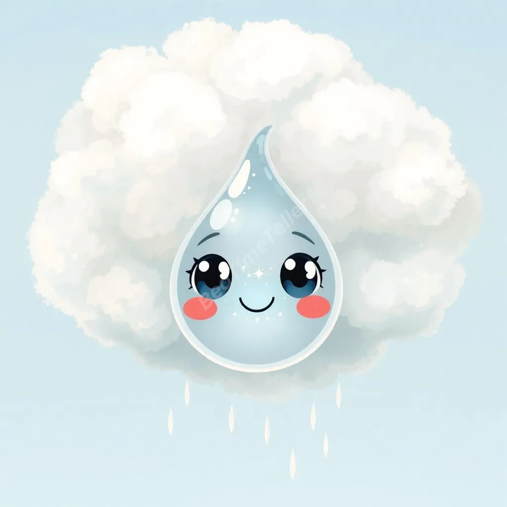 Educational children's tale character teaching adaptability through friendly water drop