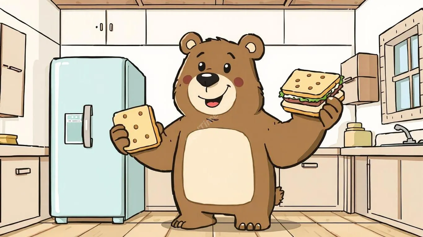 Square Bear's kitchen adventure teaches shapes and colors to toddlers.